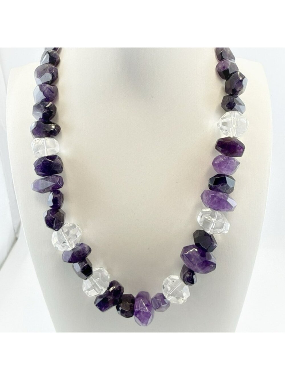 Deb Guyot Necklace Amethyst Purple Chunky Statement Sterling Silver 925 Quartz